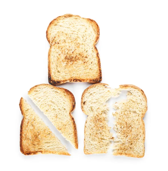 Delicious Slices Toasted Bread White Background — Stock Photo, Image