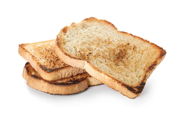 Slices Delicious Toasted Bread White Background — Stok fotoğraf