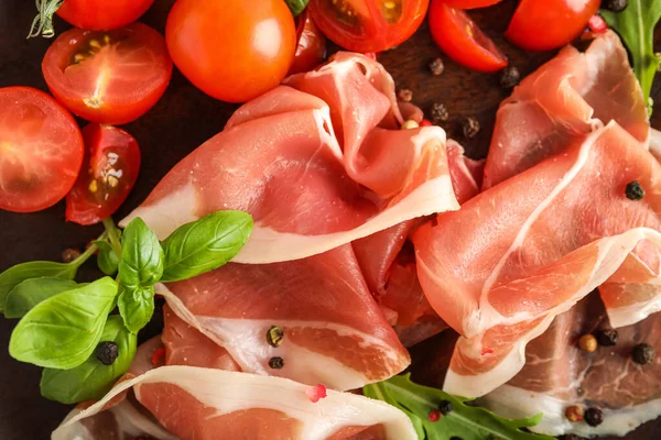 Delicious Jamon Tomatoes Closeup — Stock Photo, Image