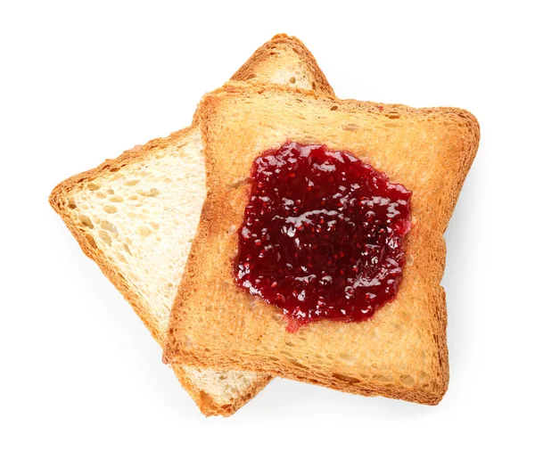 Toasts Sweet Jam White Background — стоковое фото