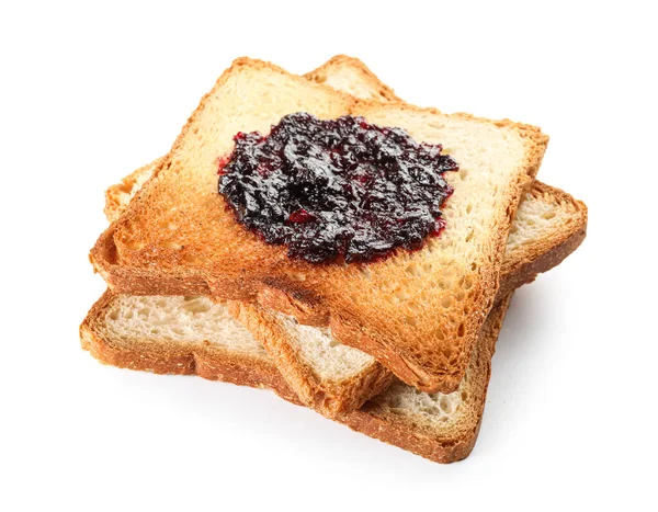 Stack Toasts Tasty Jam White Background — Stockfoto