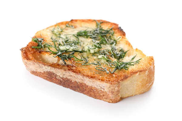 Slice Toasted Garlic Bread Dill White Background — Photo