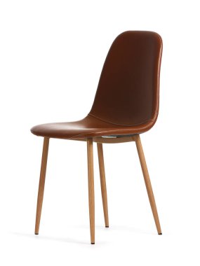 beyaz izole kahverengi sandalye 