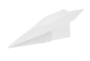 Kağıt uçak beyaz arkaplanda izole edildi