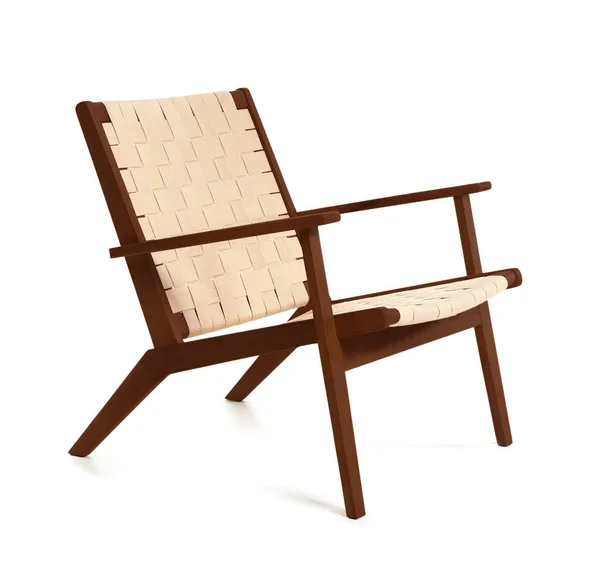 Brown Wooden Armchair Isolated White — Stock Photo, Image