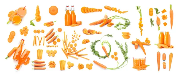 Set Fresh Carrots Isolated White — Stock Photo, Image