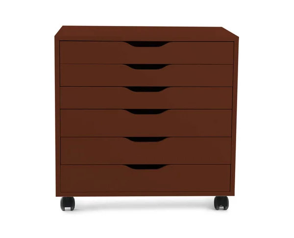 Brown Chest Drawers Isolated White — Zdjęcie stockowe