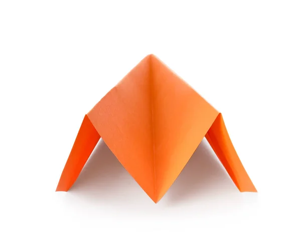Orange Paper Plane White Background — Φωτογραφία Αρχείου