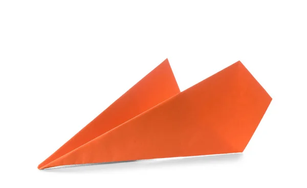 Orange Paper Plane White Background — 图库照片