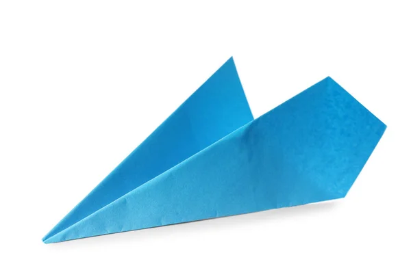 Blue Paper Plane White Background — Φωτογραφία Αρχείου