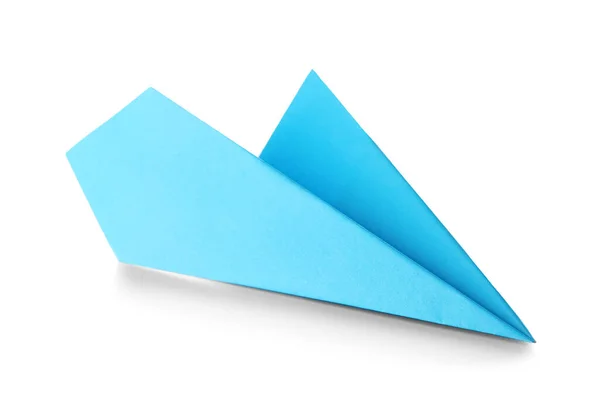 Blue Paper Plane White Background —  Fotos de Stock