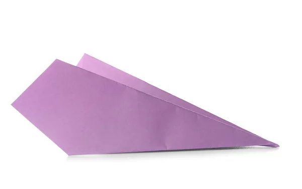 Lilac Paper Plane White Background — Stock Photo, Image
