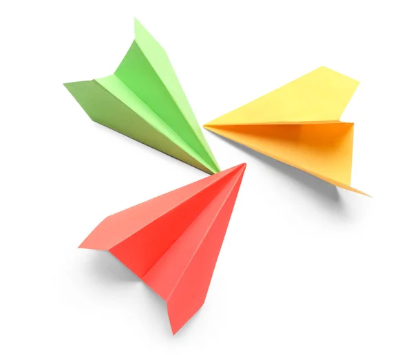 Colorful Paper Planes White Background — Stock Photo, Image