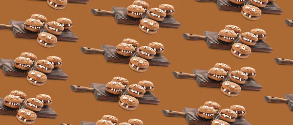 Tasty Halloween Cookies Brown Background — Fotografia de Stock