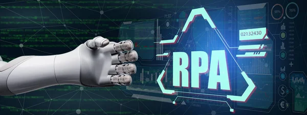 Hand Robot Text Rpa Virtual Screen — Stockfoto