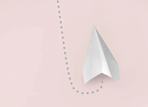 Бумажный Самолет Розовом Фоне — стоковое фото