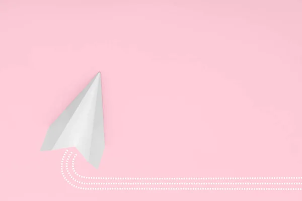 Paper Plane Pink Background Top View — Fotografia de Stock