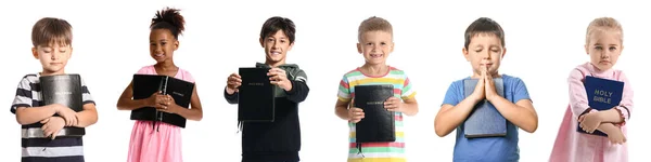 Набор Детей Библией Изолирован Белом — стоковое фото