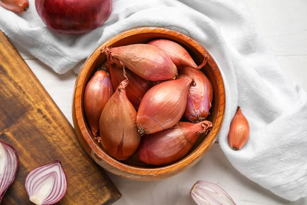 Bowl Fresh Onion Table — Stockfoto