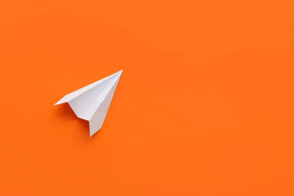 White Paper Plane Orange Background — Stock Photo, Image