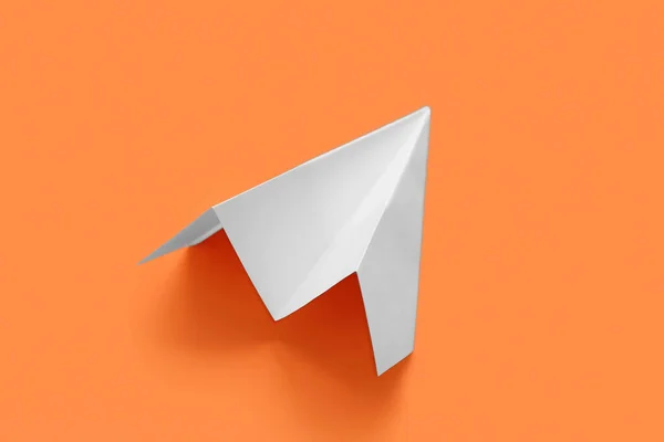 White Paper Plane Orange Background — 图库照片
