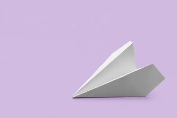 White Paper Plane Lilac Background — 图库照片