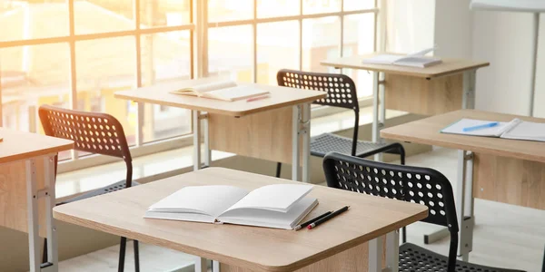 Interior Empty Classroom Copybook Desk — Stock Photo, Image