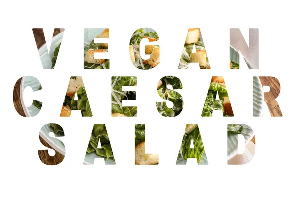 Текст Vegan Caesar Salad Белом Фоне — стоковое фото