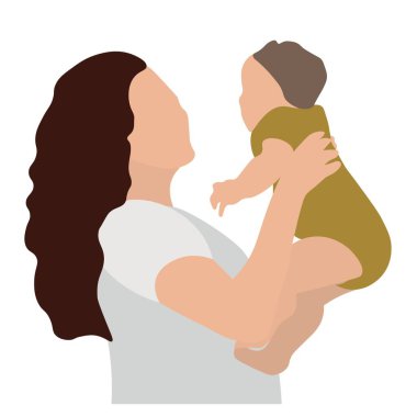 Mother with cute baby on white background