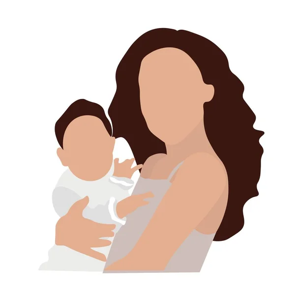 Mother Cute Baby White Background — Vettoriale Stock