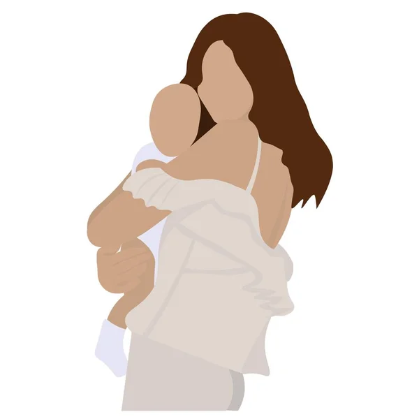Mother Cute Baby White Background — 图库矢量图片