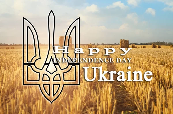 Poster Ukrainian Independence Day Wheat Field — Fotografia de Stock