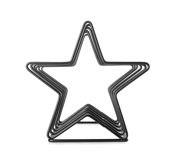 Black Metal Bookend Shape Star White Background — 스톡 사진