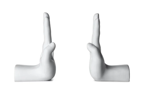 Bookend Shape Hands White Background — 스톡 사진