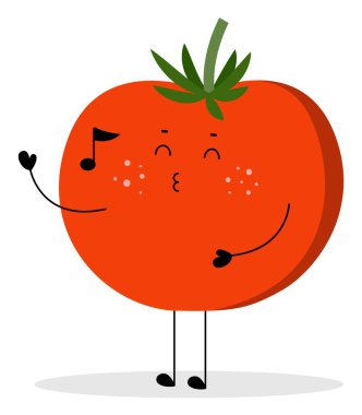 Funny whistling tomato on white background