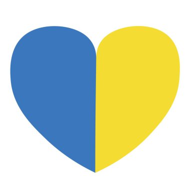 Heart in colors of Ukrainian flag on white background