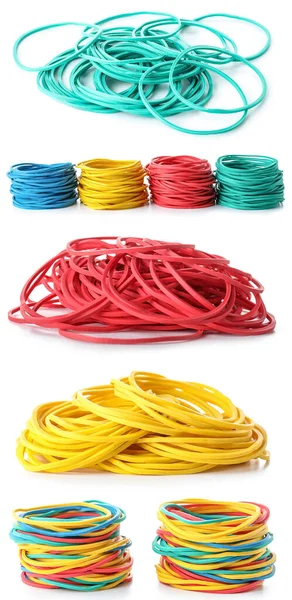 Set Colorful Rubber Bands White Background — 스톡 사진