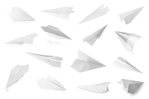 白い背景の上に紙飛行機を設定します — ストック写真