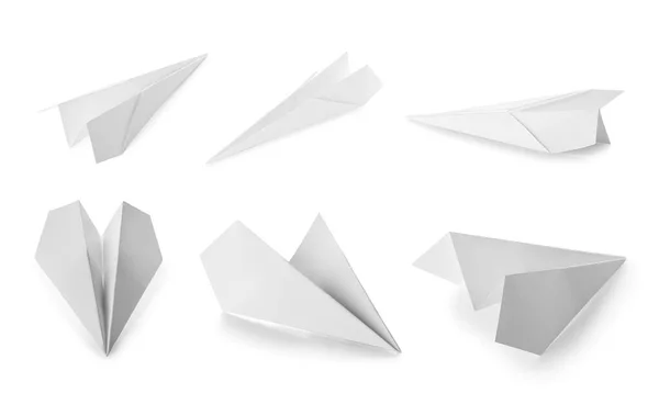 Set Paper Planes Isolated White — Stock Photo, Image