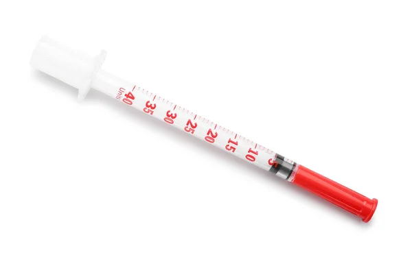 Empty Medical Syringe White Background — 图库照片