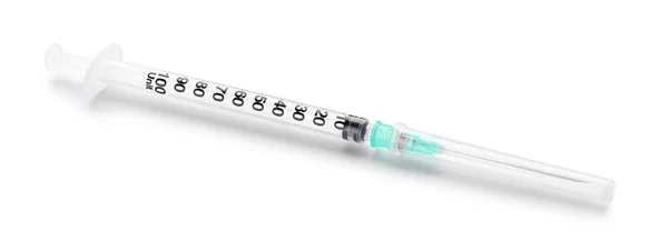 Empty Medical Syringe White Background — Photo