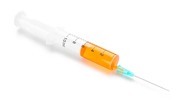 Medical Syringe Vaccine White Background — Stock Photo, Image