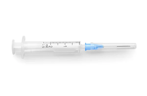 Empty Medical Syringe White Background — 스톡 사진