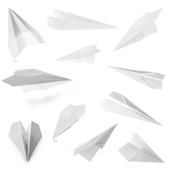 Set Paper Planes White Background — Stock Photo, Image