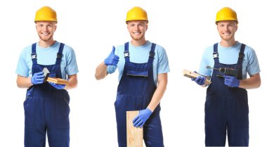 Set of carpenter on white background