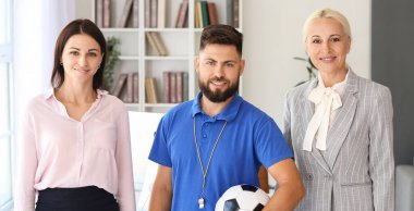 Portrait of different teachers in classroom