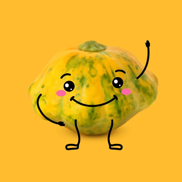 Fresh Funny Squash Yellow Background — Stok fotoğraf