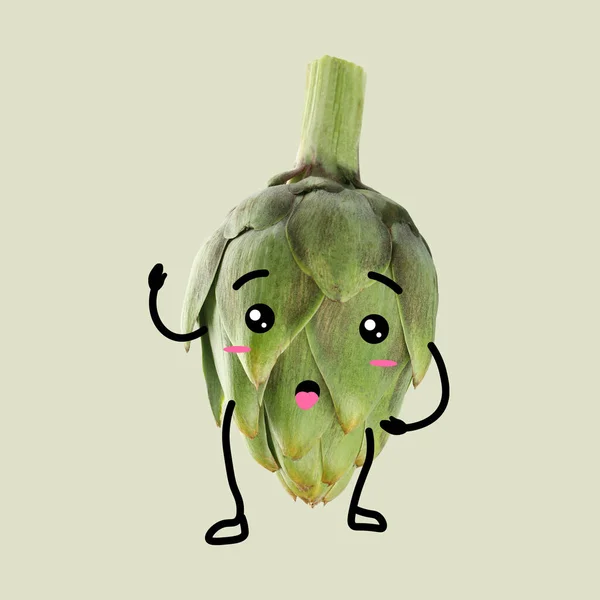 Funny Artichoke Light Background —  Fotos de Stock