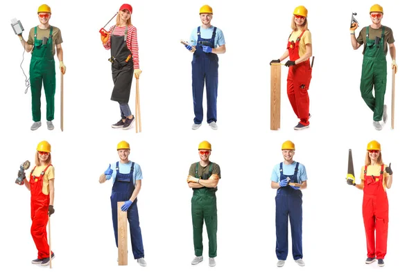 Set Carpenters White Background — Stockfoto