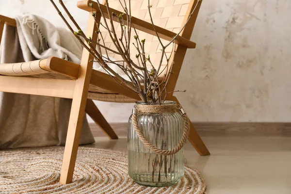 Armchair Vase Branches Light Room — Stok fotoğraf